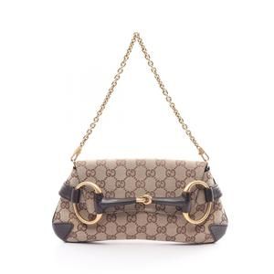 Gucci Horsebit GG Handbag Leather Beige Brown